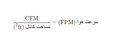 فرمول محاسبه سرعت هوا در کانال